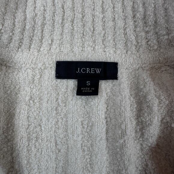 J. Crew Ribbed Boucle Collared Cotton-blend Beach Sweater Cream V-Neck Small - Picture 4 of 11